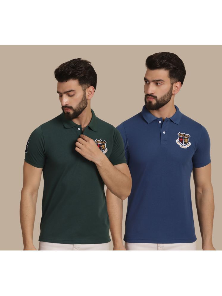     			NVI Blue Cotton Regular Fit Men's Sports Polo T-Shirt ( Pack of 2 )