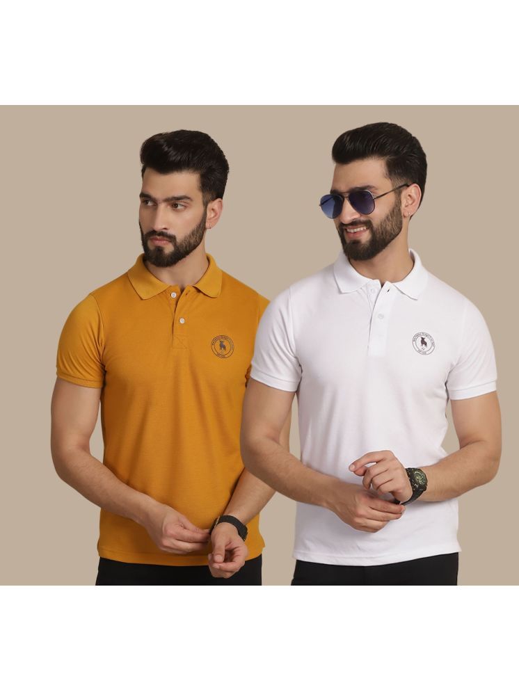     			NVI White Cotton Regular Fit Men's Sports Polo T-Shirt ( Pack of 2 )