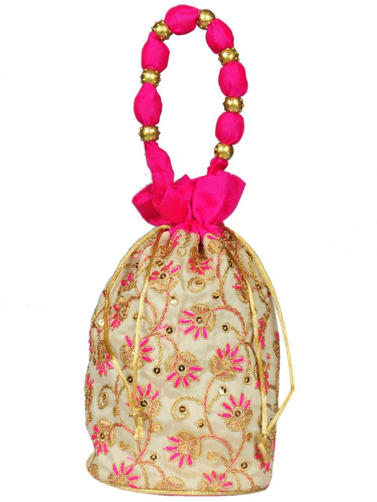     			Sunvika House Pink Silk Potli