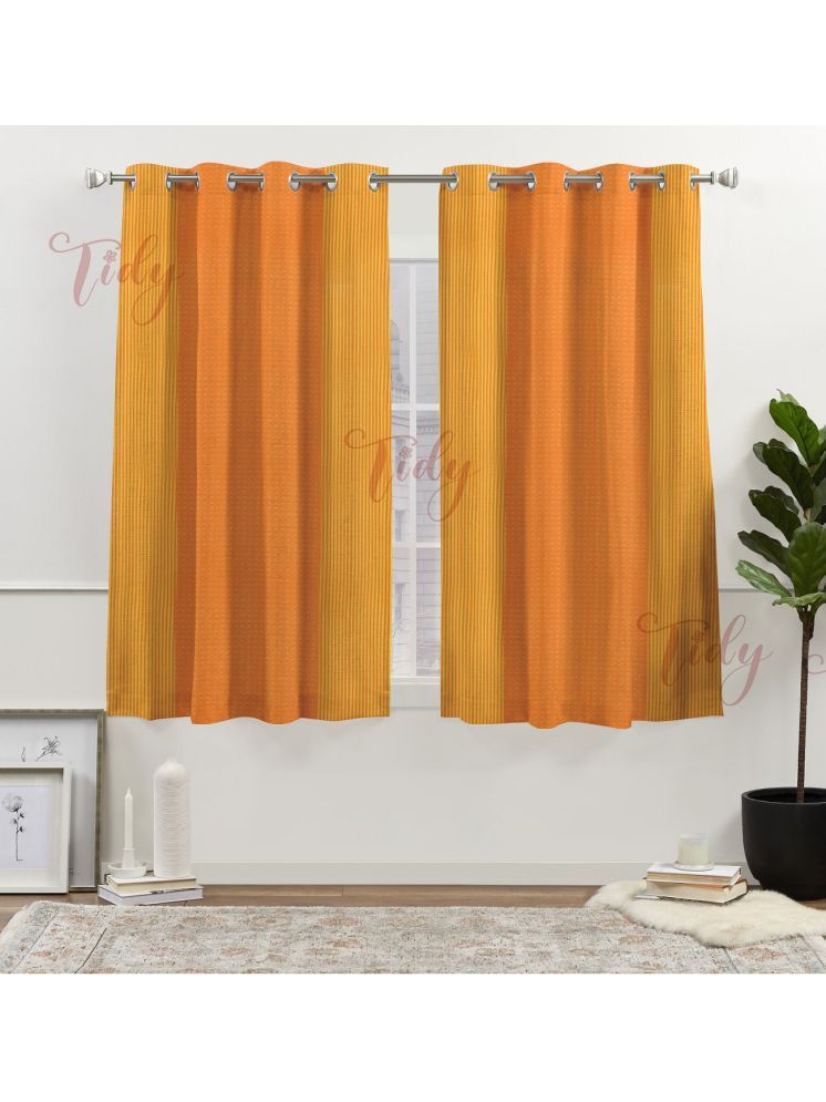     			Tidy Vertical Striped Room Darkening Eyelet Curtain 5 ft ( Pack of 2 ) - Orange