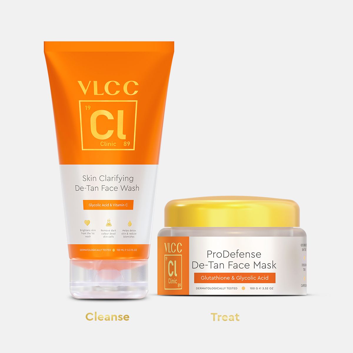     			VLCC Clinic Skin Clarifying De-Tan Face Wash - 150 ml & ProDefense De-Tan Face Mask - 100 g