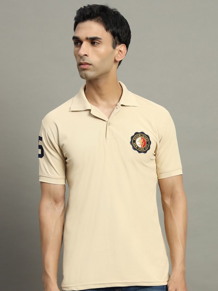     			WESTMAN Cotton Blend Regular Fit Embroidered Half Sleeves Men's Polo T Shirt - Beige ( Pack of 1 )