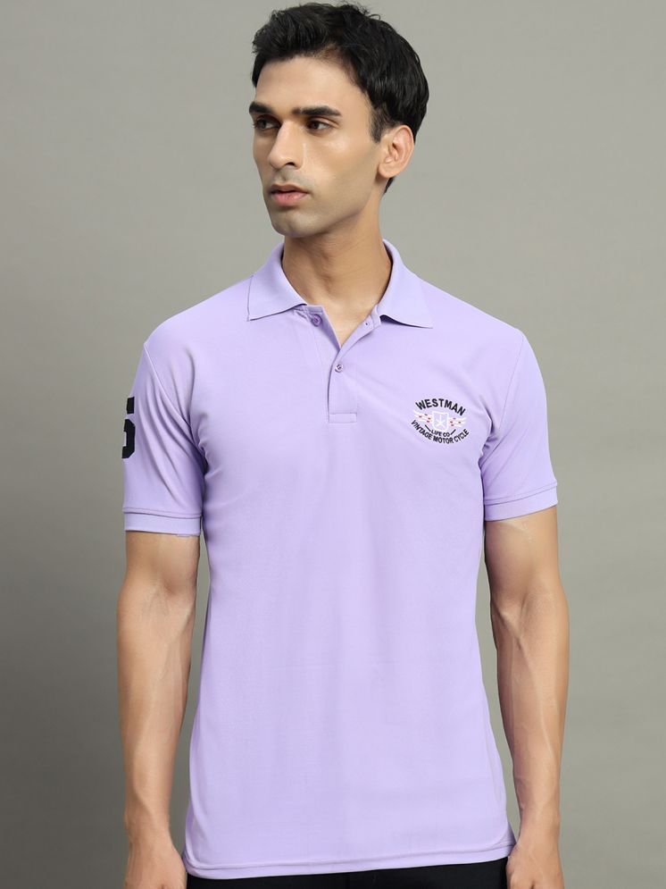     			WESTMAN Cotton Blend Regular Fit Embroidered Half Sleeves Men's Polo T Shirt - Lavender ( Pack of 1 )