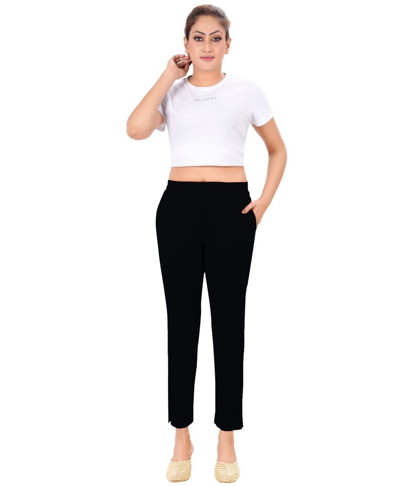     			Colorscube Black Viscose Slim Women's Casual Pants ( Pack of 1 )