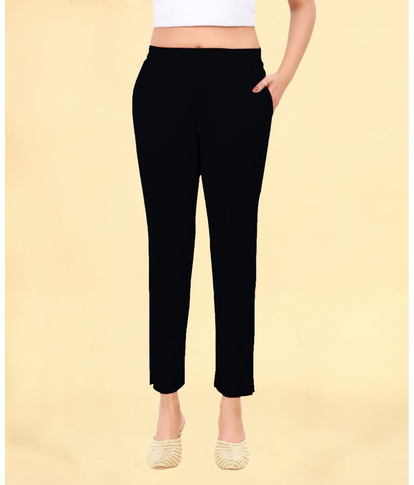     			Colorscube Black Viscose Slim Women's Casual Pants ( Pack of 1 )