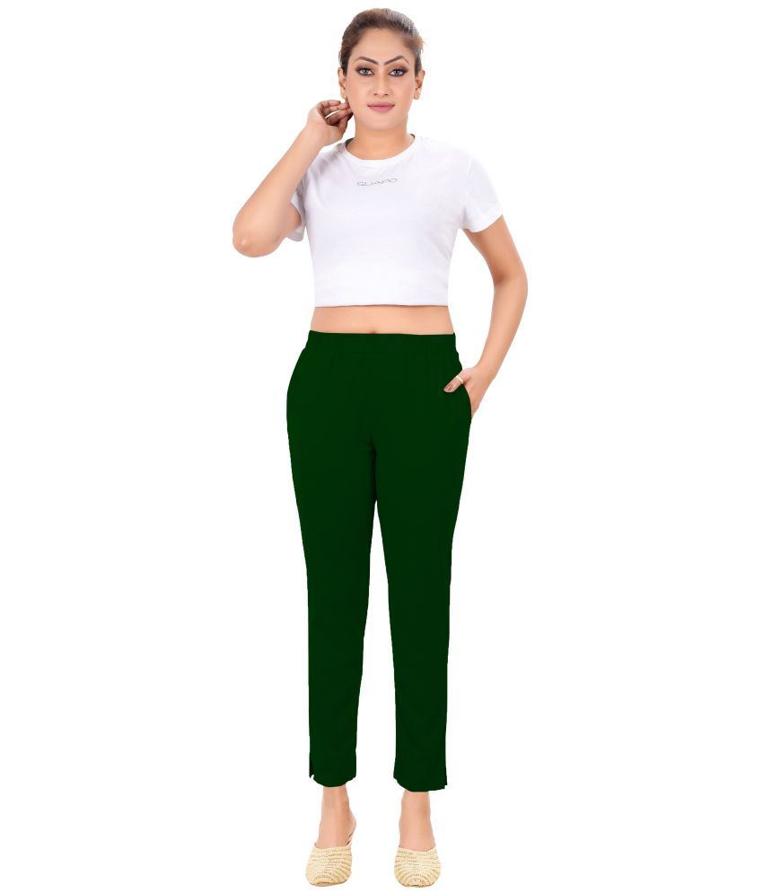     			Colorscube Green Viscose Slim Women's Casual Pants ( Pack of 1 )