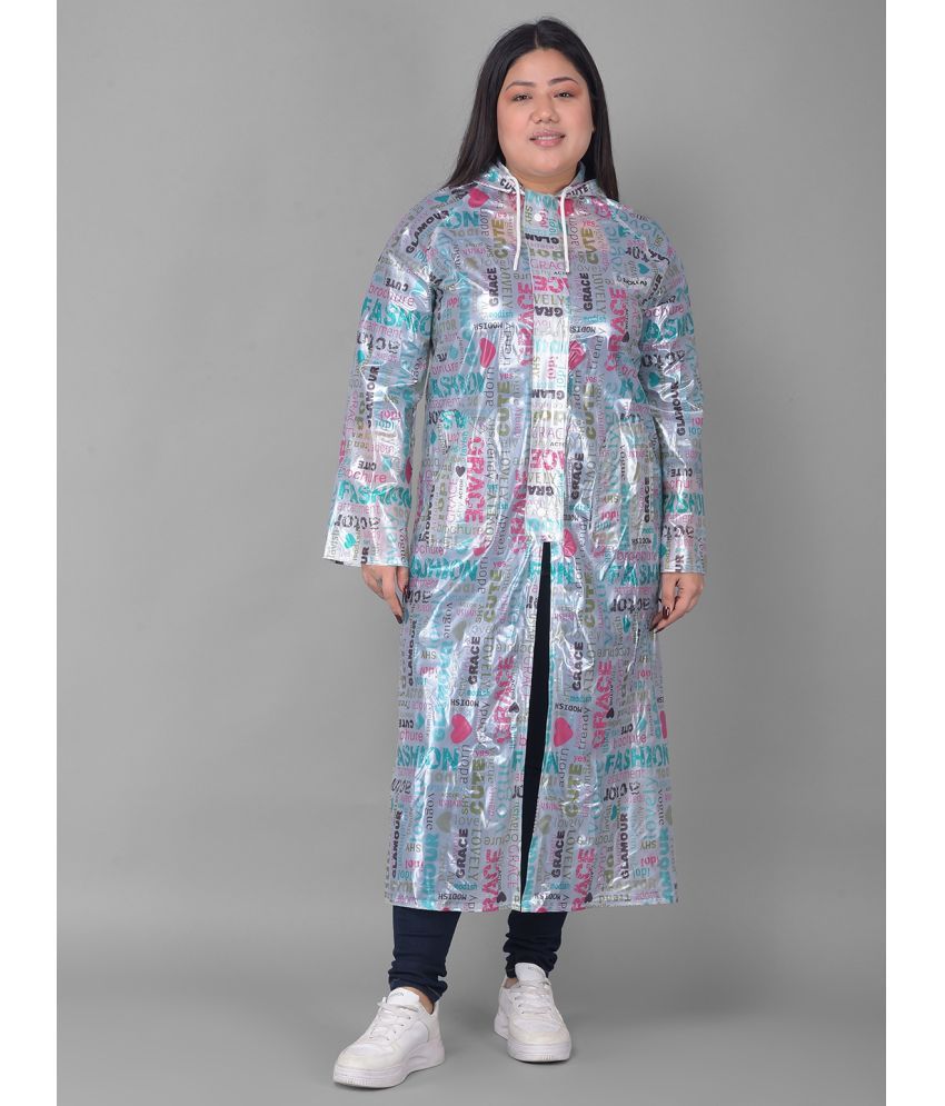     			Dollar Polyester Long Raincoat - Green