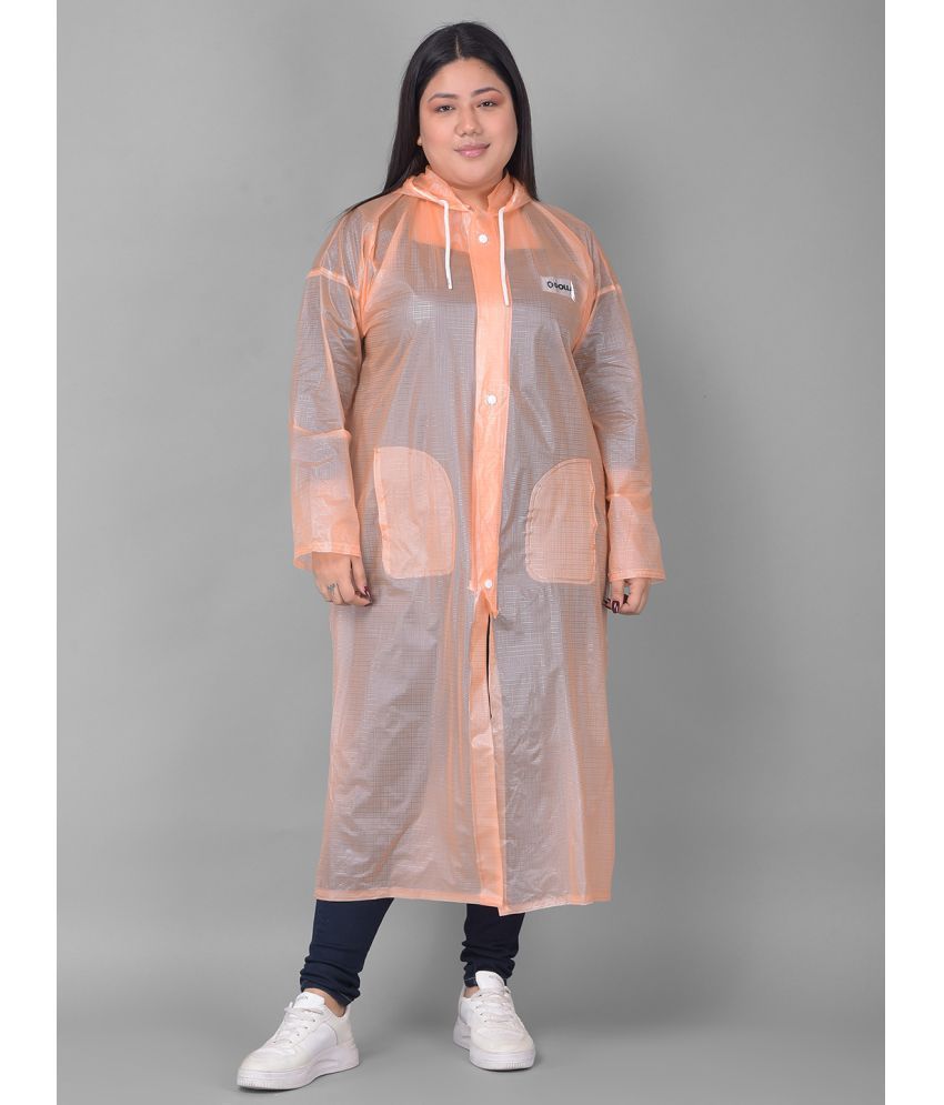     			Dollar Polyester Long Raincoat - Orange