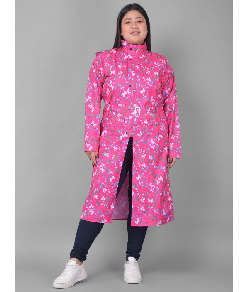     			Dollar Polyester Long Raincoat - Pink