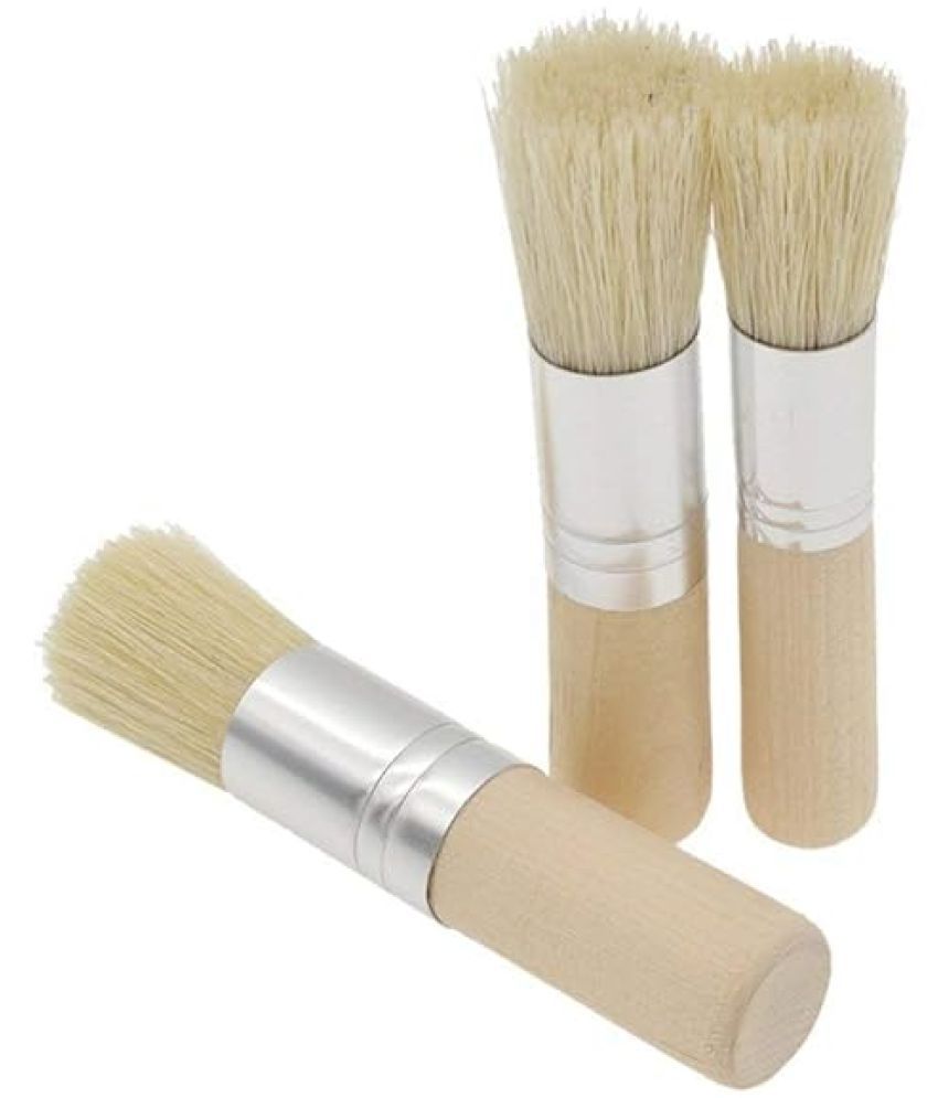     			ECLET 3Pcs Stencil Brushes Set, Art Crafts Paint Brush with Pure Natural Hog Bristle