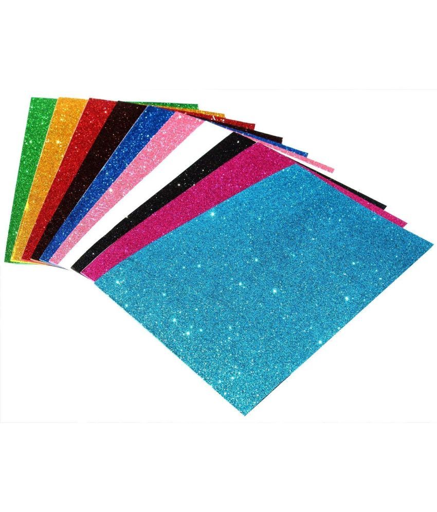     			ECLET A4 Glitter Foam Sheet Sparkles 2 mm Thick 10 Different Color, for Art & Craft