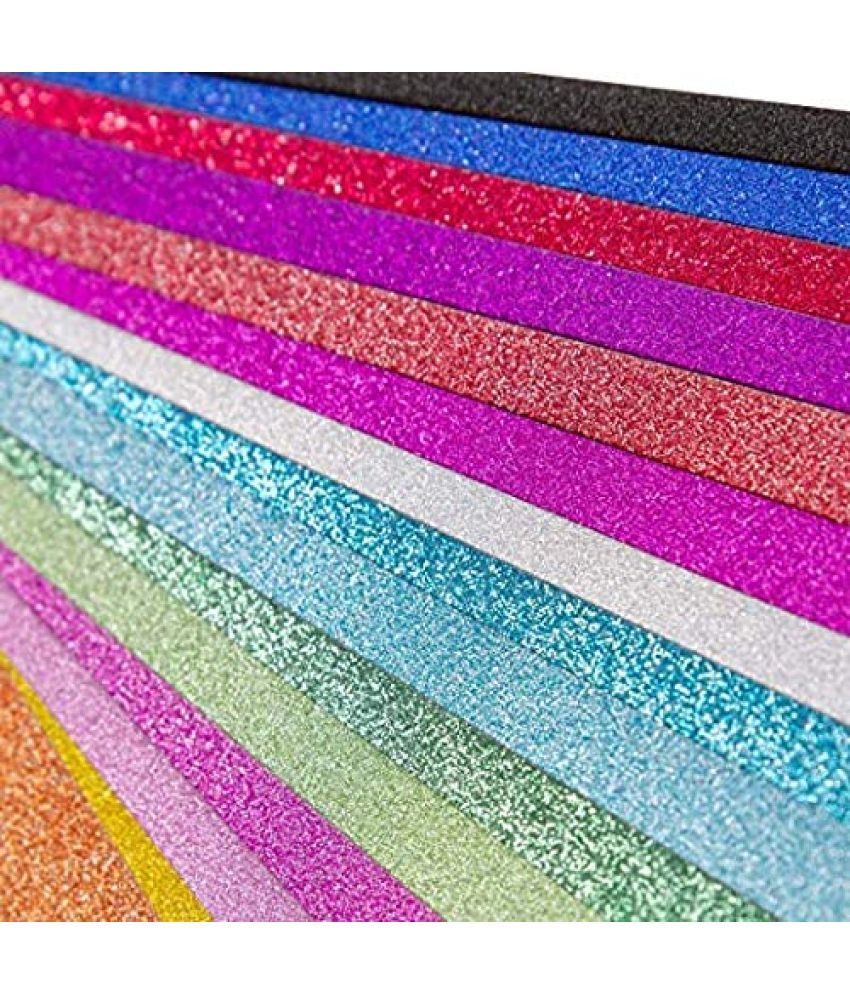     			ECLET A4 Glitter Foam Sheet Sparkles 2 mm Thick 10 Different Color, for Art & Craft