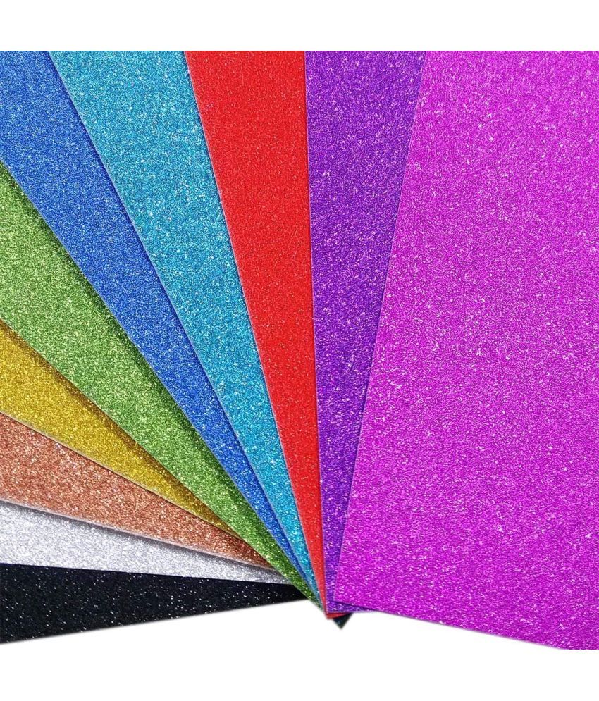     			ECLET A4 Glitter Foam Sheet Sparkles 2 mm Thick 10 Different Color, for Art & Craft