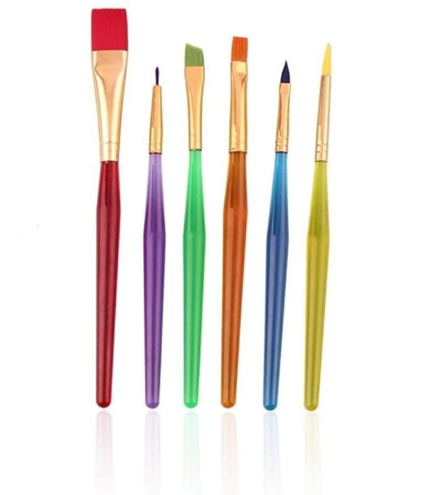     			ECLET Art Set of 6 Different Sizes Synthetic Flat Paint Brush for Oil, Nail Brush Art, Artist Acrylic Painting