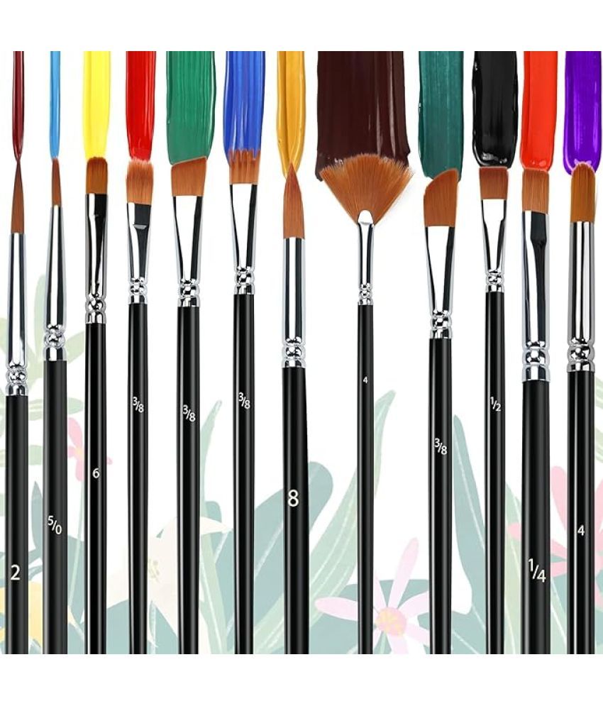     			ECLET Craft Painting Brushes Set of 12 Professional Round Pointed Tip Nylon Hair Artist Acrylic Paint Brush for Acrylic/Watercolor/Oil Painting(E)