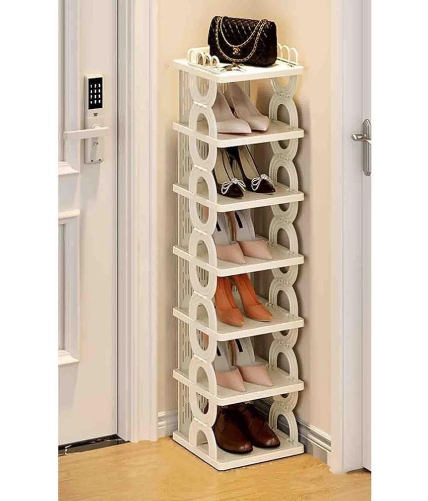     			House Of Quirk Plastic More Than 5 Tier Shoe Rack Beige