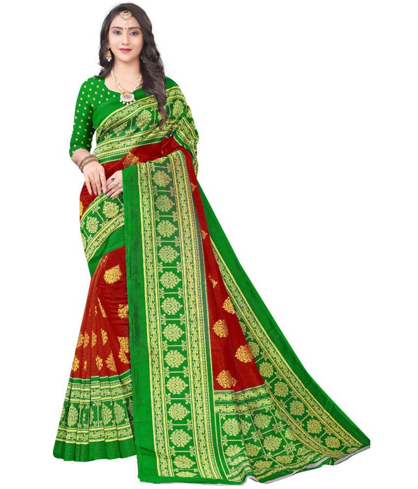     			Kanooda Prints Art Silk Printed Saree With Blouse Piece - Green ( Pack of 1 )
