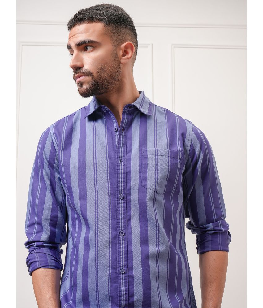     			Ketch Cotton Blend Slim Fit Striped Full Sleeves Men's Casual Shirt - Purple ( Pack of 1 )