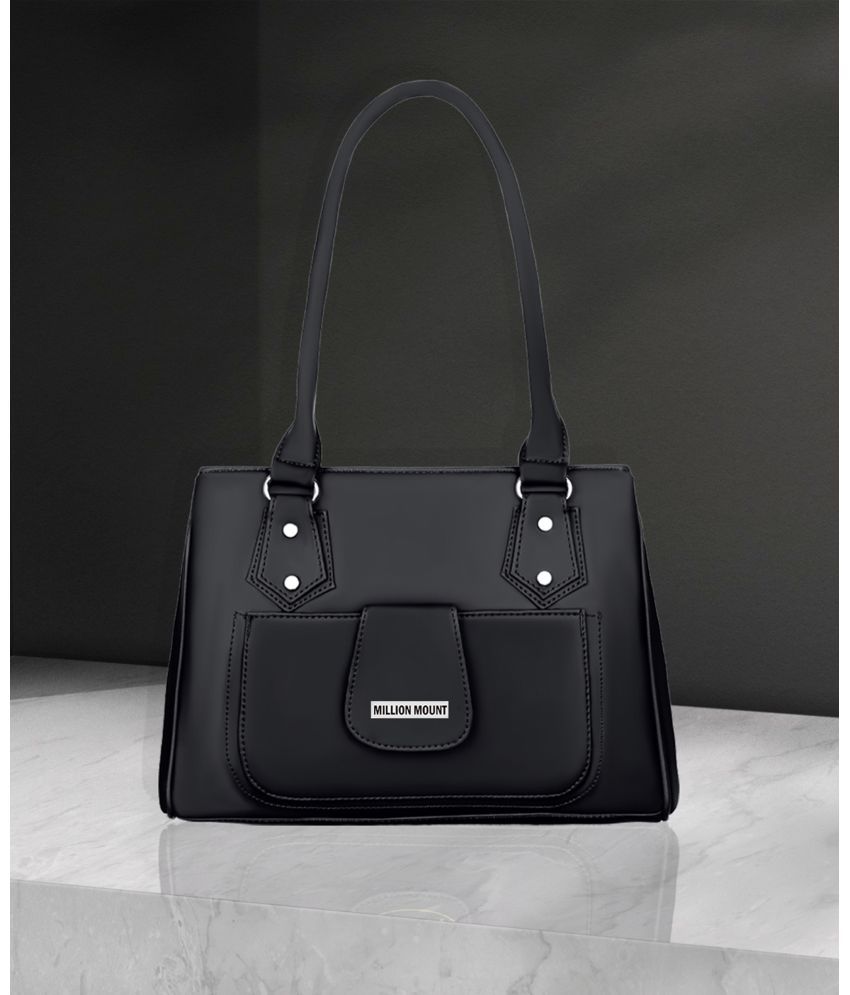     			MILLION MOUNT Black PU Shoulder Bag