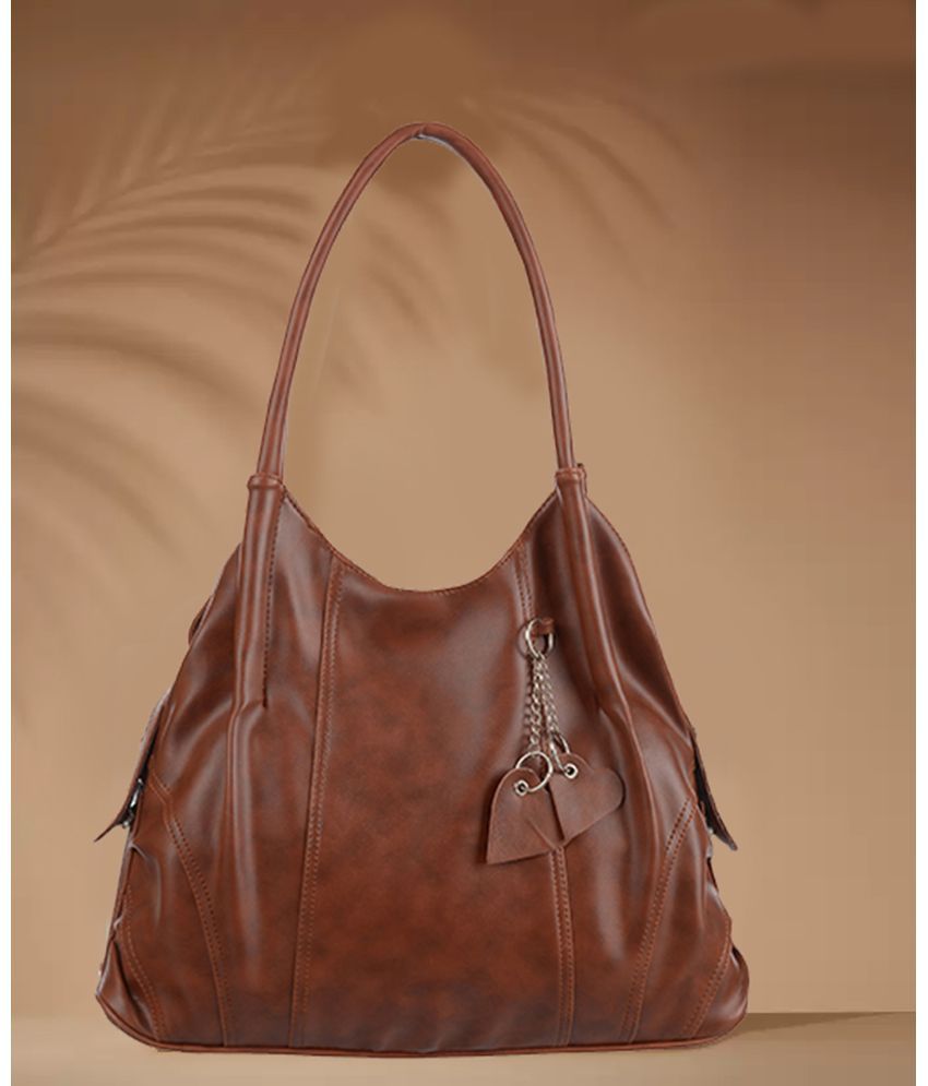     			MILLION MOUNT Brown PU Hobo Bag