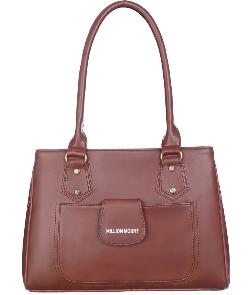     			MILLION MOUNT Brown PU Shoulder Bag