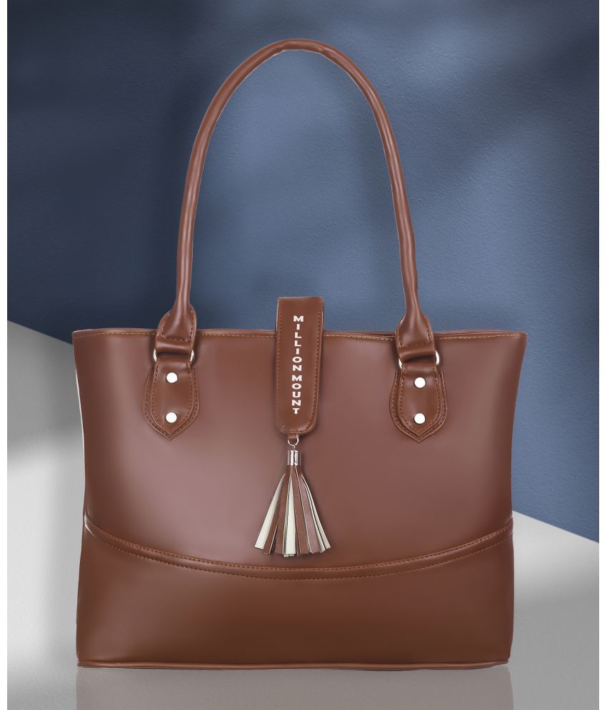     			MILLION MOUNT Brown PU Shoulder Bag