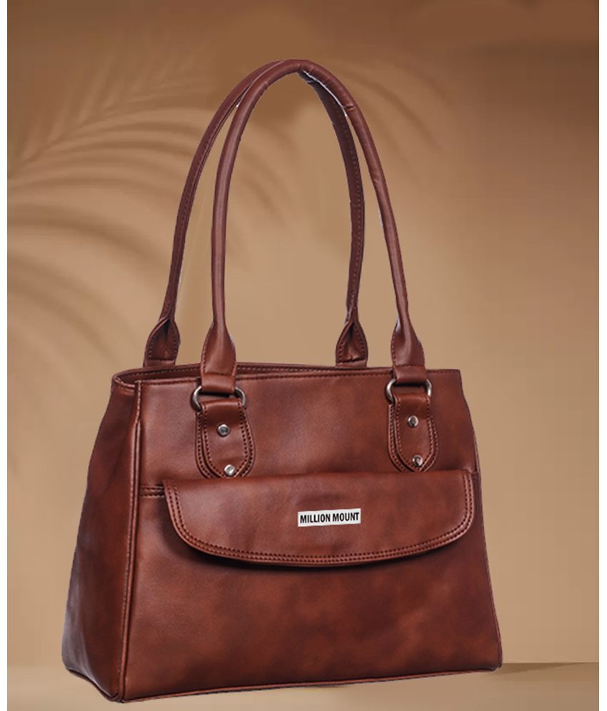     			MILLION MOUNT Brown PU Shoulder Bag