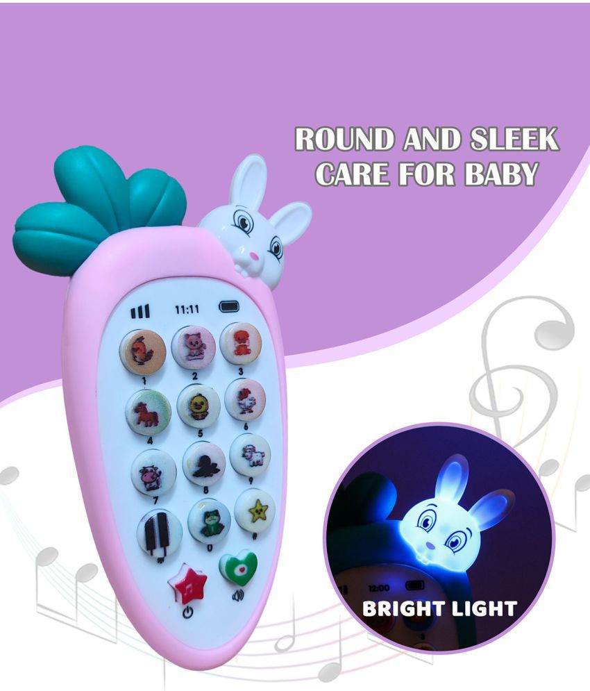     			RAINBOW RIDERS Carrot Tunes MELODY PHONE for kids Musical Mobile Phone For Kids with Animal Sound,Dialer Sound,Ringtones,Lights, Baterry operated,Best Birthday Gift For 3+ Years.