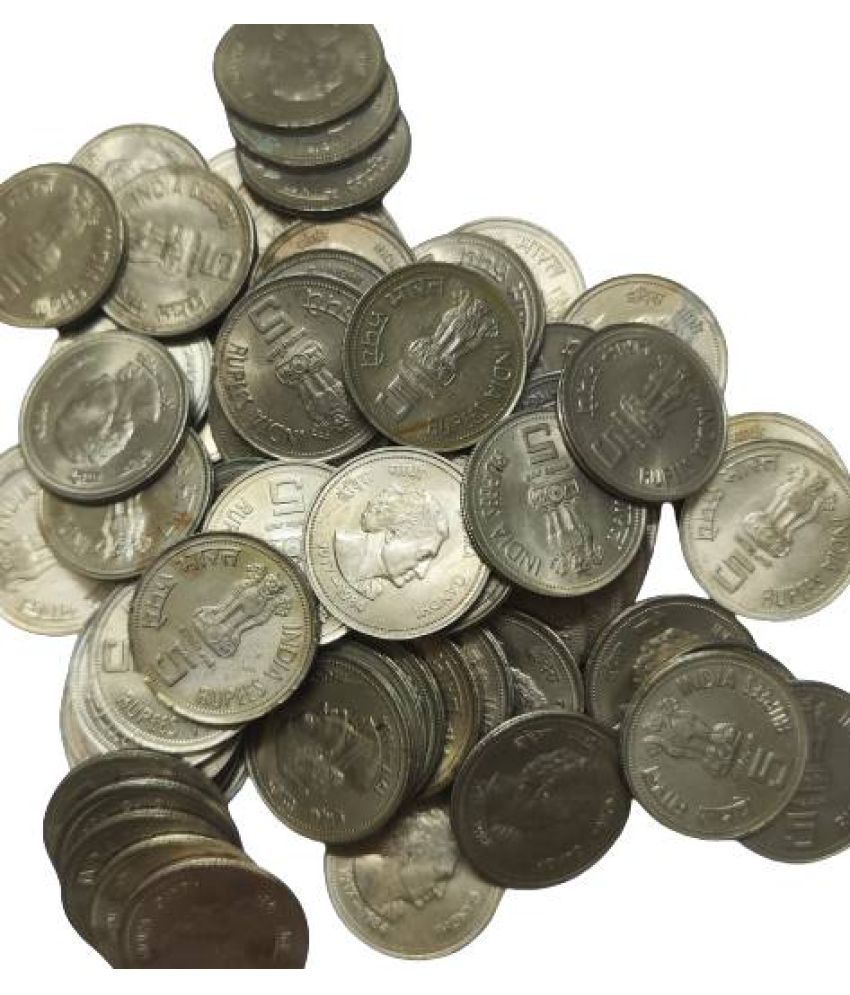     			Rare 5 Rupee Big Indira Gandhi 10 Coins Set
