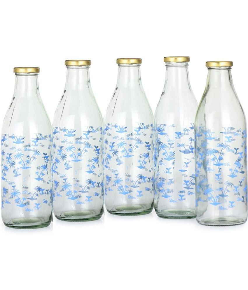     			Somil Storage Milk Bottle Glass Transparent Milk Container ( Set of 5 )