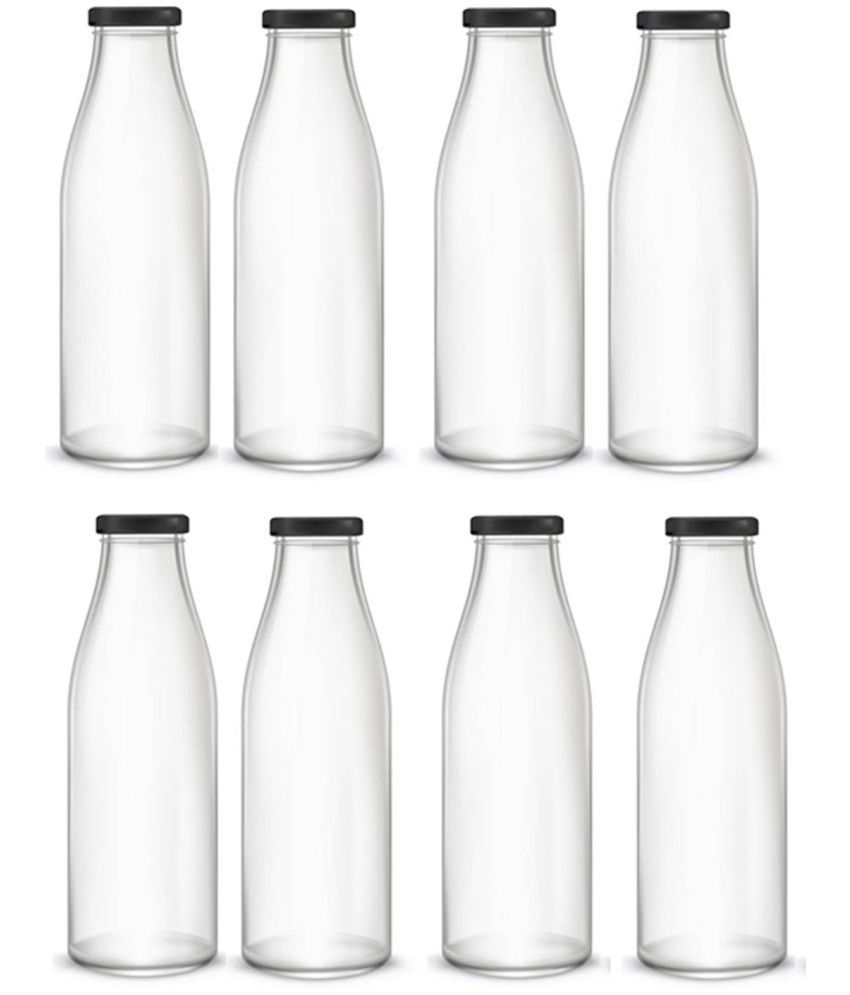     			Somil Storage Milk Bottle Glass Transparent Milk Container ( Set of 8 )