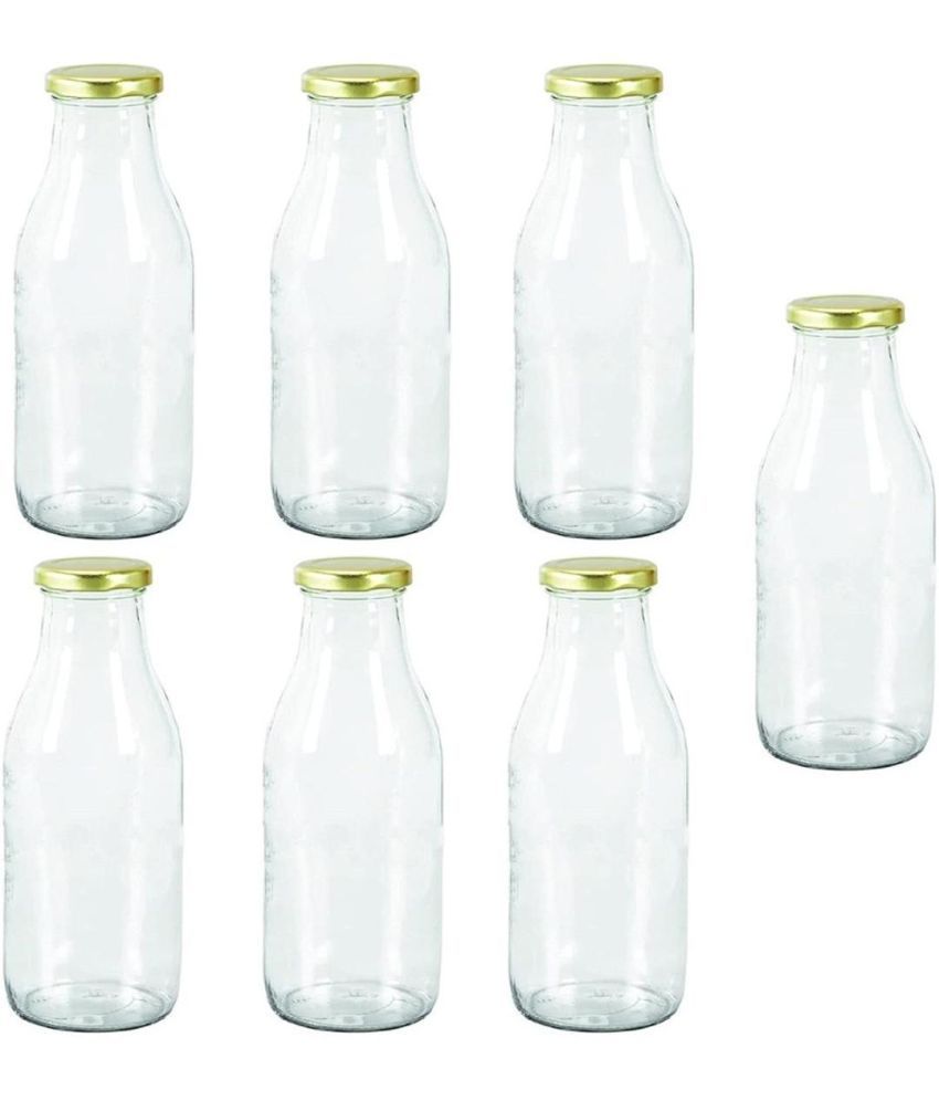     			Somil Storage Milk Bottle Glass Transparent Milk Container ( Set of 7 )