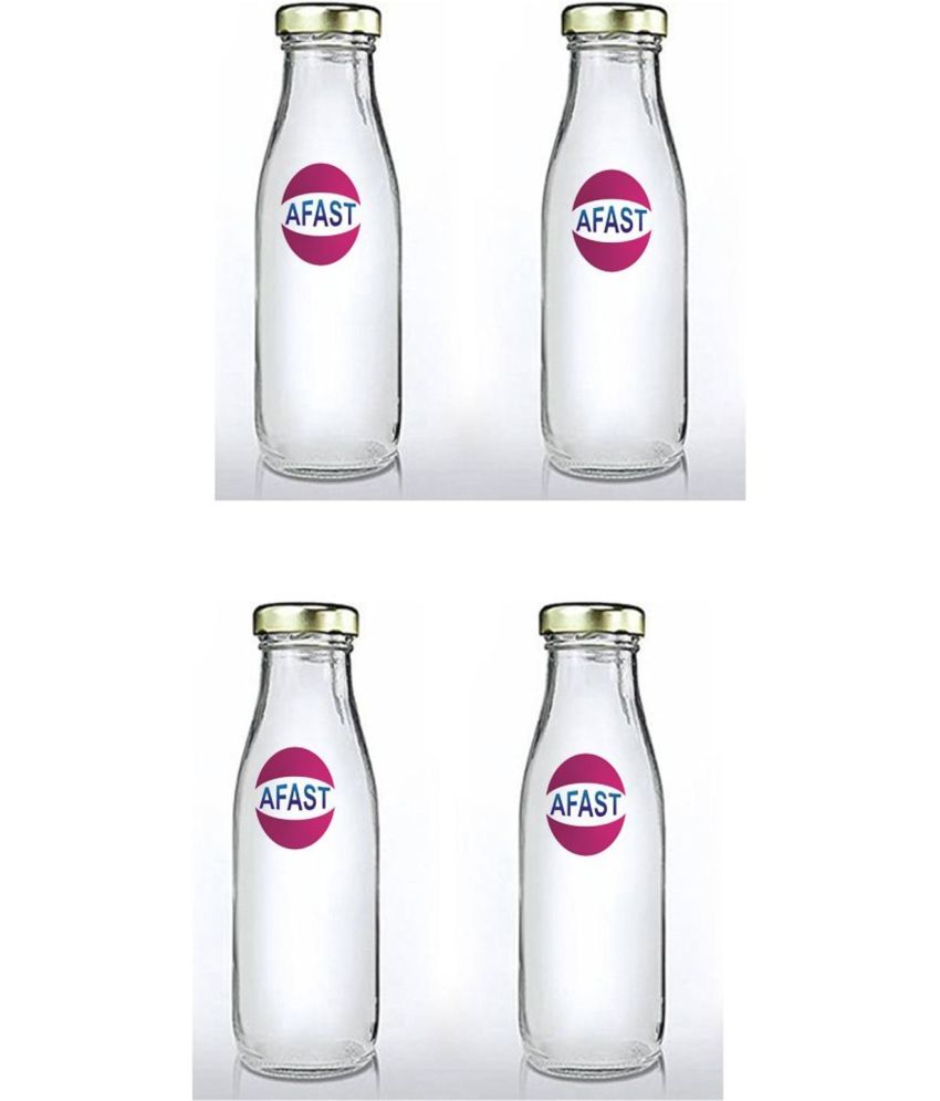     			Somil Storage Milk Bottle Glass Transparent Milk Container ( Set of 4 )