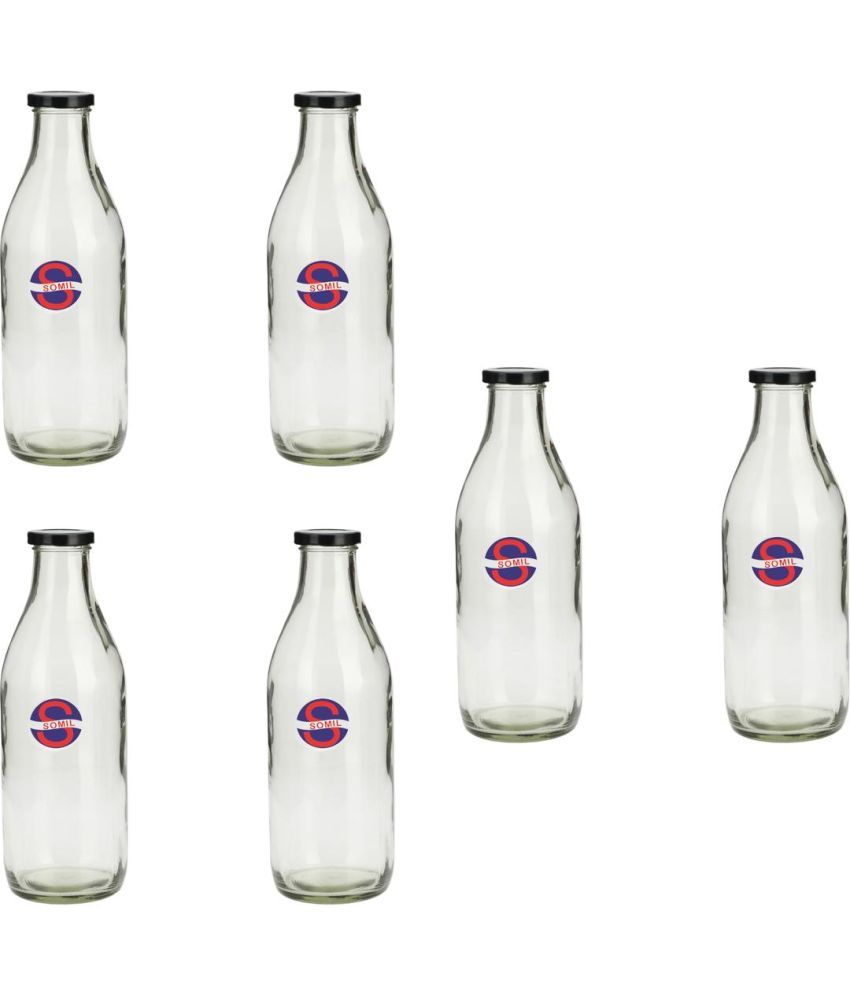     			Somil Storage Milk Bottle Glass Transparent Milk Container ( Set of 6 )