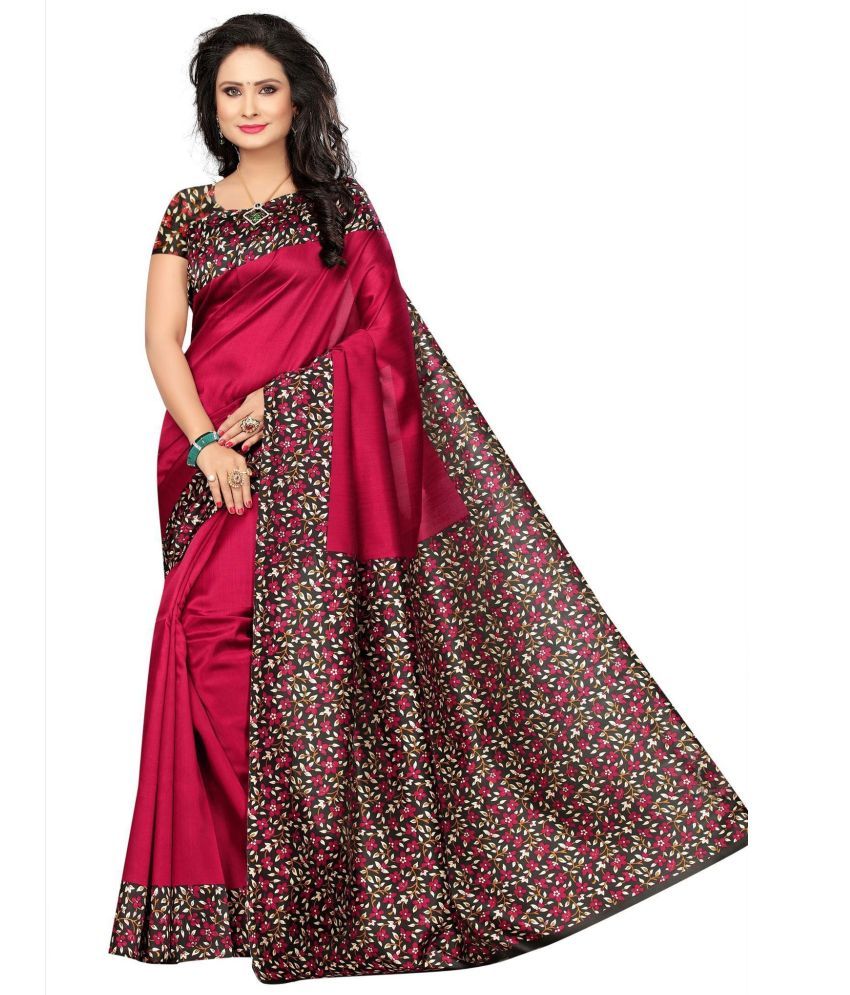     			Vkaran Cotton Silk Applique Saree Without Blouse Piece - Maroon ( Pack of 1 )