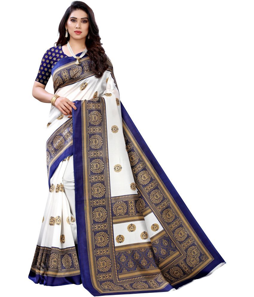     			Vkaran Cotton Silk Applique Saree Without Blouse Piece - Blue ( Pack of 1 )