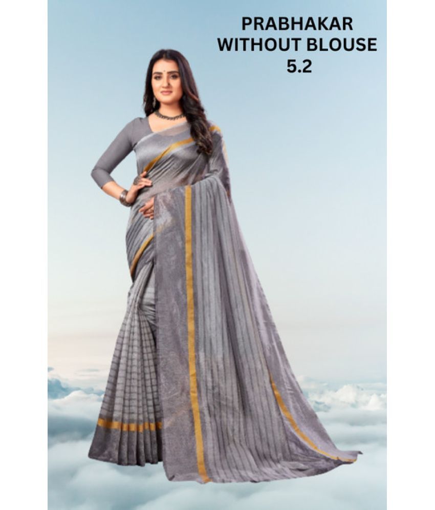     			Vkaran Cotton Silk Applique Saree Without Blouse Piece - Grey ( Pack of 1 )