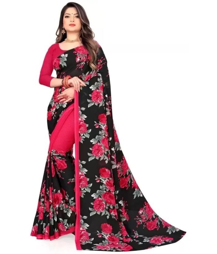     			Vkaran Cotton Silk Applique Saree Without Blouse Piece - Pink ( Pack of 1 )