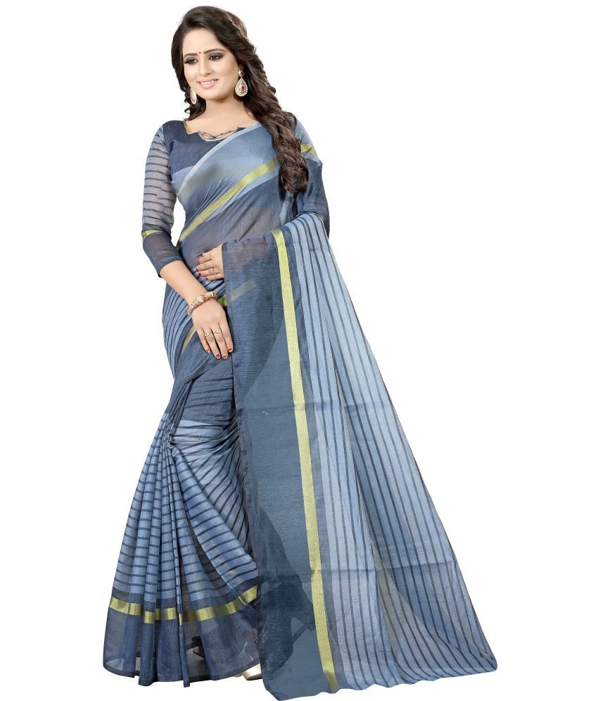     			Vkaran Cotton Silk Applique Saree Without Blouse Piece - Grey ( Pack of 1 )