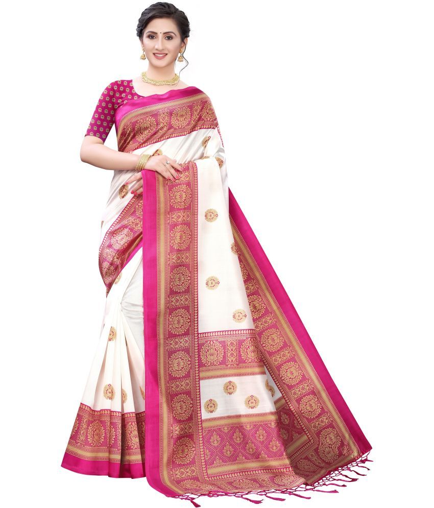     			Vkaran Cotton Silk Applique Saree Without Blouse Piece - Multicolor ( Pack of 1 )