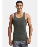 Jockey US26 Men Super Combed Cotton Rib Square Neckline Gym Vest - Deep Olive