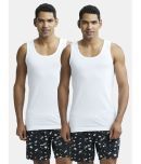 Jockey 8816 Men Super Combed Cotton Round Neck Sleeveless Vest - White (Pack of 2)