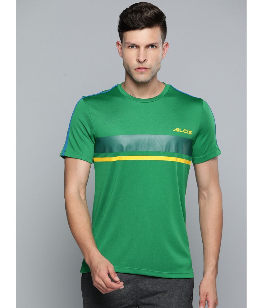     			Alcis Green Polyester Slim Fit Men's Sports T-Shirt ( Pack of 1 )