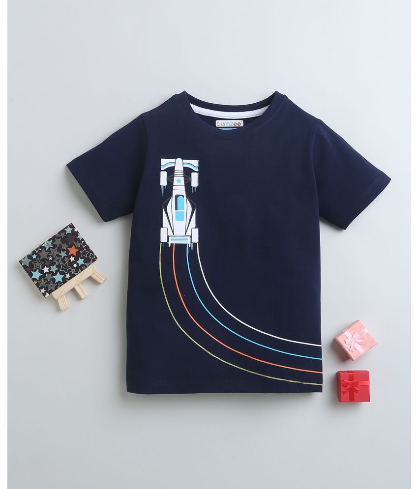     			BUMZEE Navy Cotton Boy's T-Shirt ( Pack of 1 )