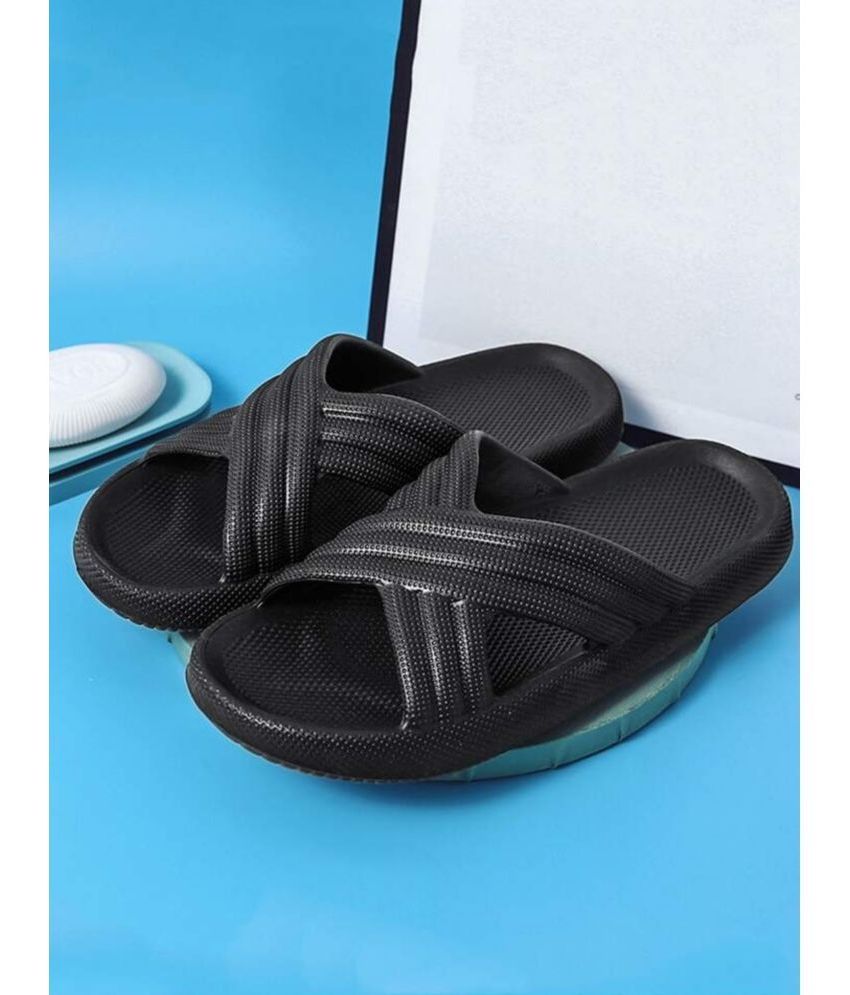     			Deals4you Black Men's Leather Slipper