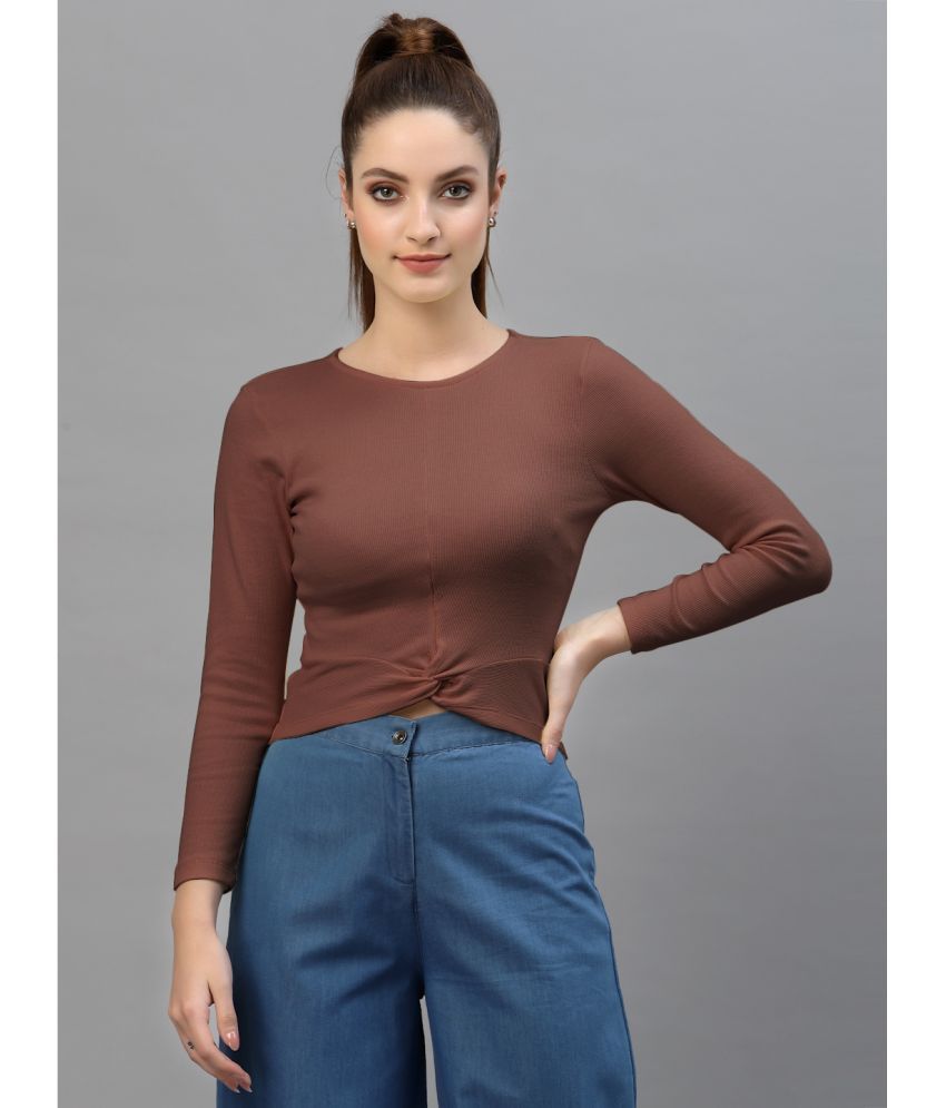     			Friskers Brown Cotton Blend Women's Crop Top ( Pack of 1 )