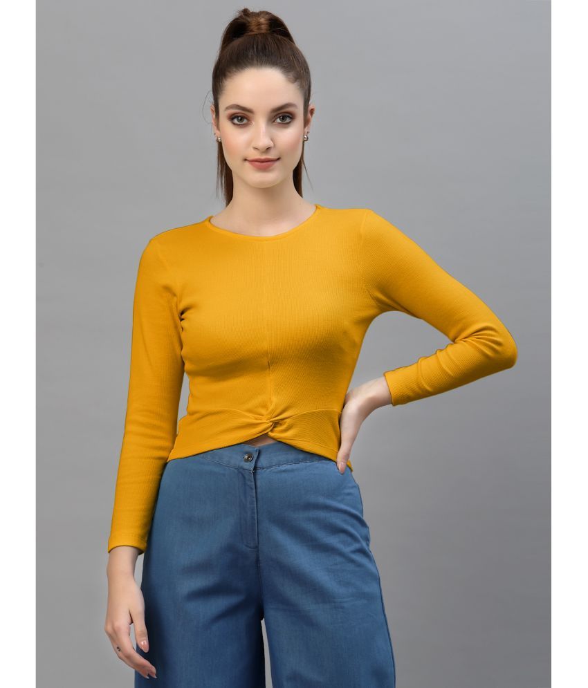     			Friskers Mustard Cotton Blend Women's Crop Top ( Pack of 1 )