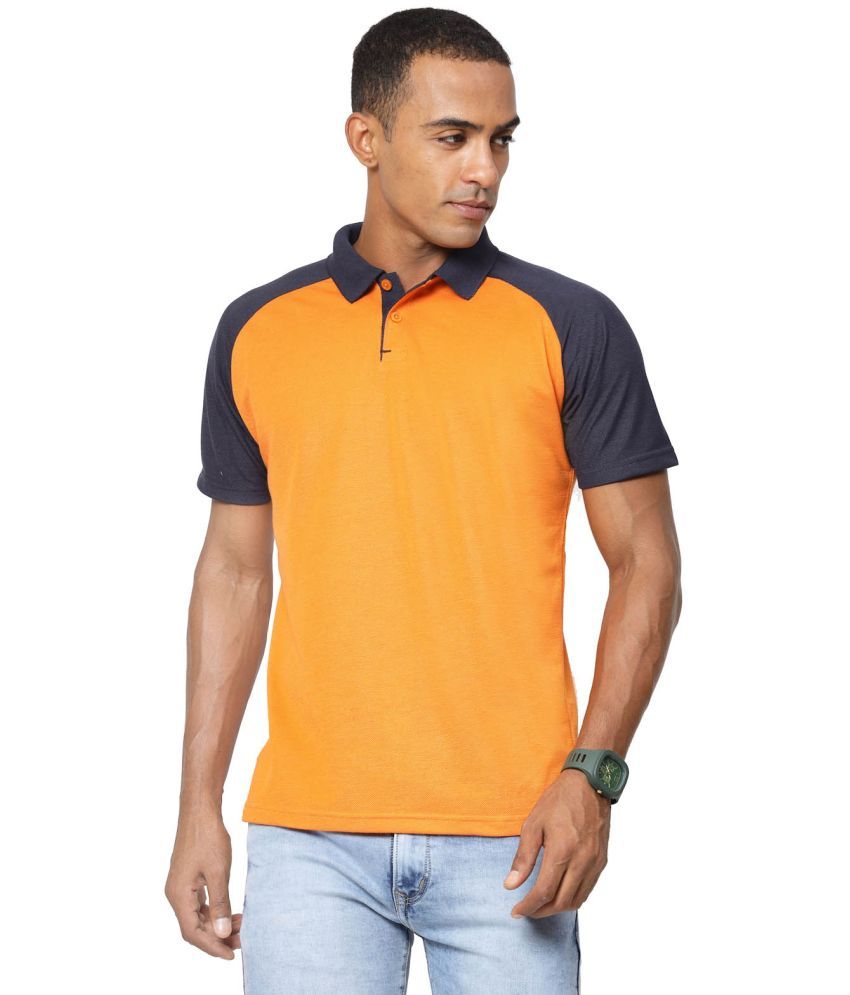     			Fundoo Polyester Regular Fit Colorblock Half Sleeves Men's Polo T Shirt - Orange ( Pack of 1 )