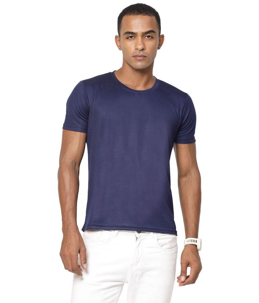     			Fundoo Polyester Slim Fit Solid Half Sleeves Men's T-Shirt - Navy Blue ( Pack of 1 )