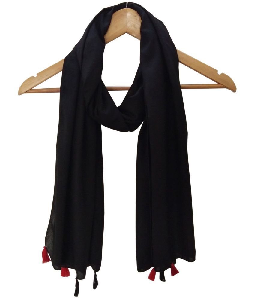     			JVNINE - Be Unique Black Viscose Women's Stole ( Pack of 1 )